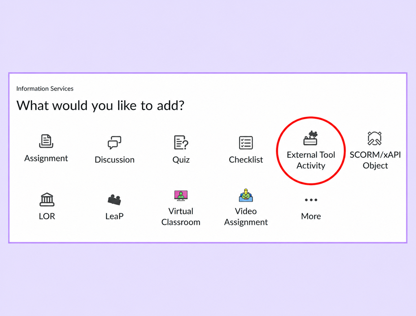 External Tool Activity button on Acadex