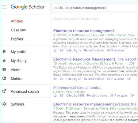 Google Scholar search configuration Step 1